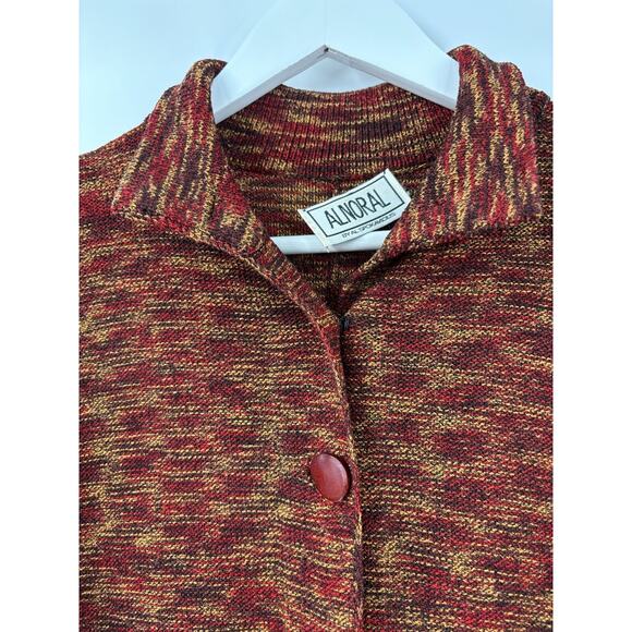 Alnoral Vintage Cardigan Sweater Womens Medium Brown Red Rust Wool Blend Knit - Picture 6 of 16